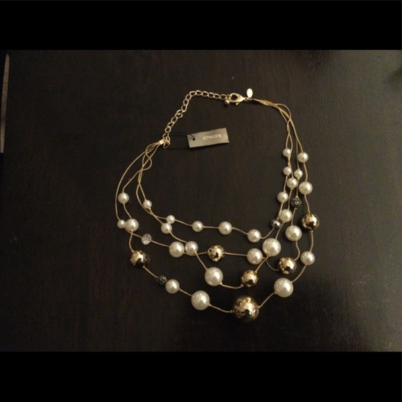Chico's Jewelry - FLASH!! NWT Chico’s Gold Strand Beaded Adjustable Necklace